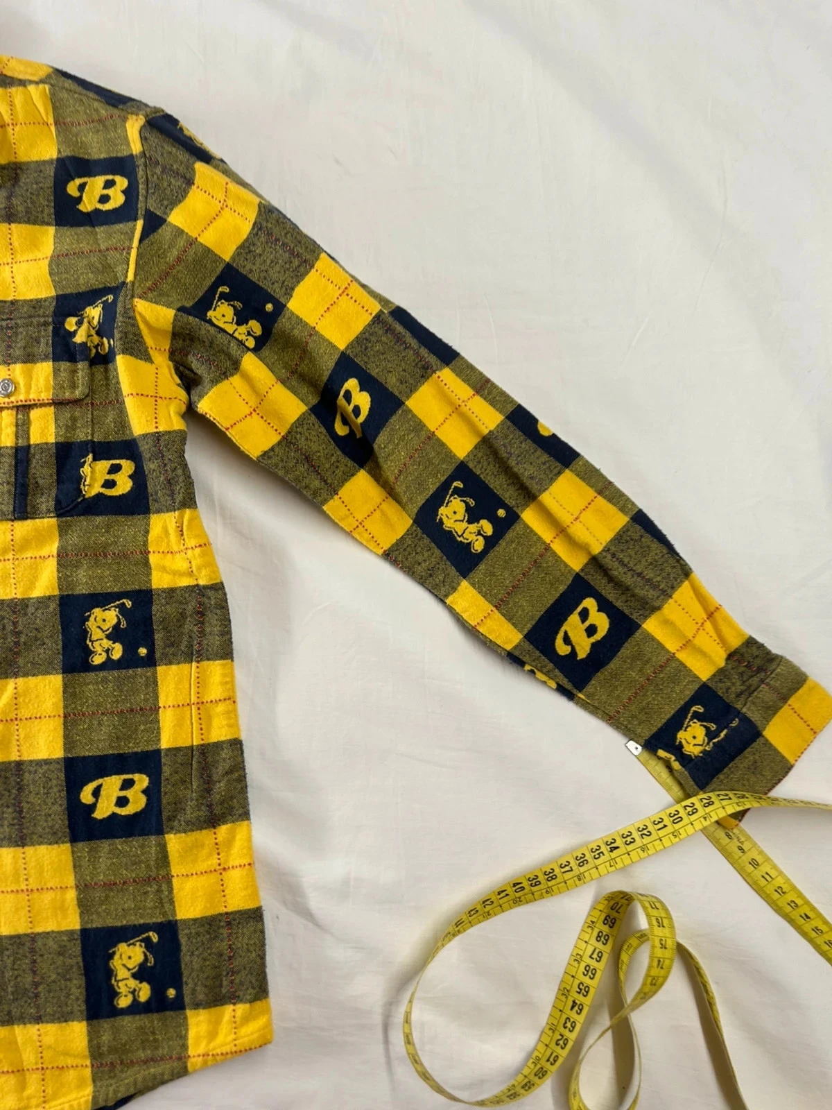 Camisa a cuadros vintage amarilla y azul marino – photo 4